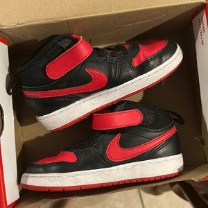 Nike court 10c shoes boys red and black